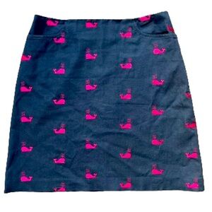 VINTAGE LILLY PULITZER NAVY AND PINK WHALE LOGO SKIRT SIZE 8
